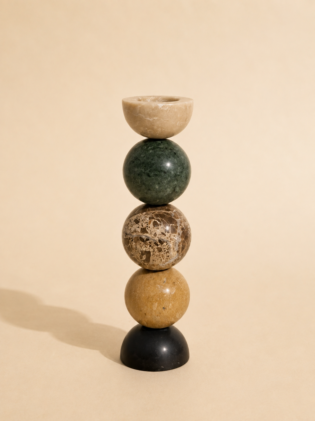 Stacked Marble Candle Holder